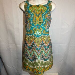Maeve Anthropologie Colorful Geometric Midi Dress Size Small